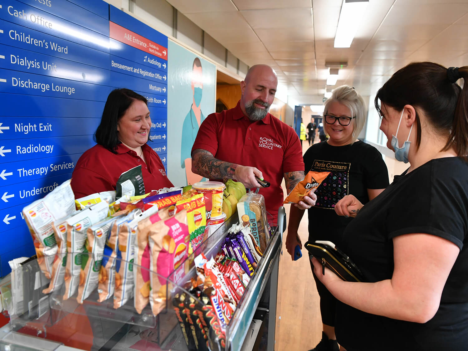 Trolley volunteers at a local NHS hospital